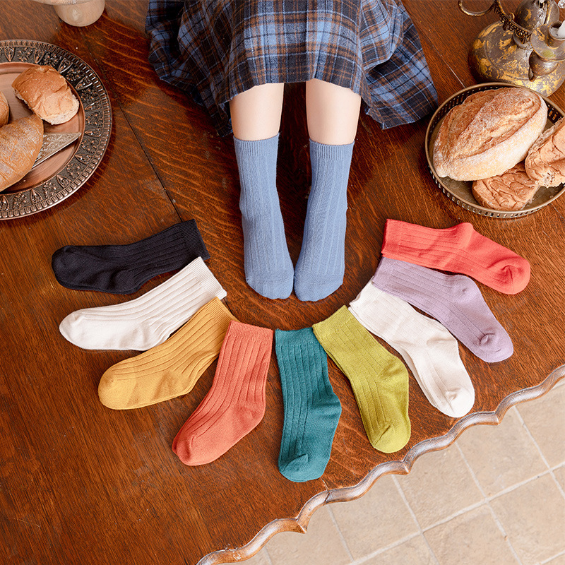 5 Paren/partij Kids Sokken Lente &amp; Herfst Zachte Katoen Effen Kleur Sokken Voor Jongens En Meisjes 1-12 Jaar studenten Sokken Kinderen Sokken