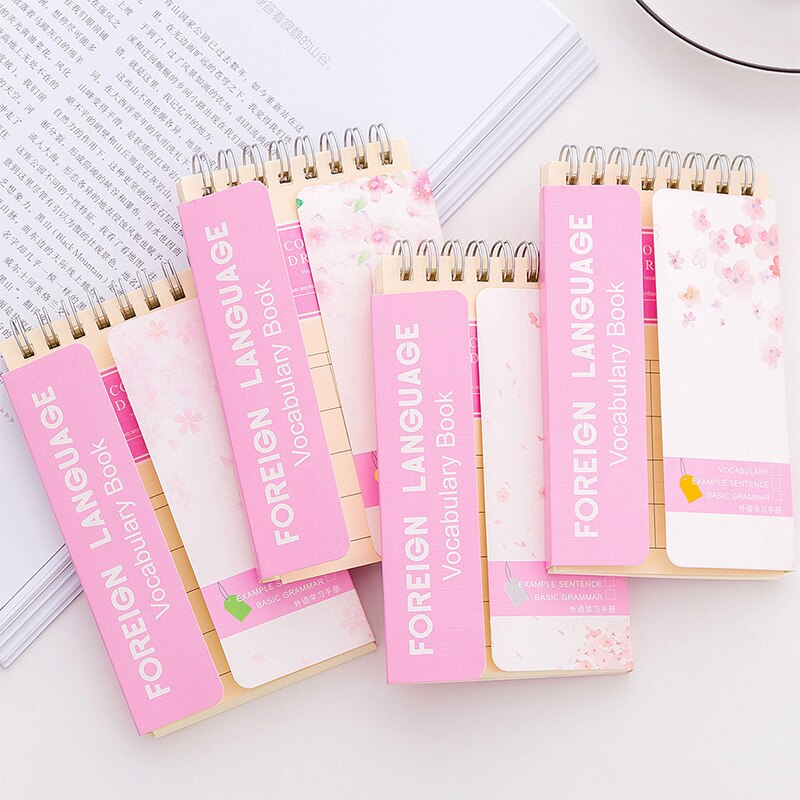 pink sakura foreign language vocabulary Coil book mini Notebook Diary Notepad Escolar Papelaria