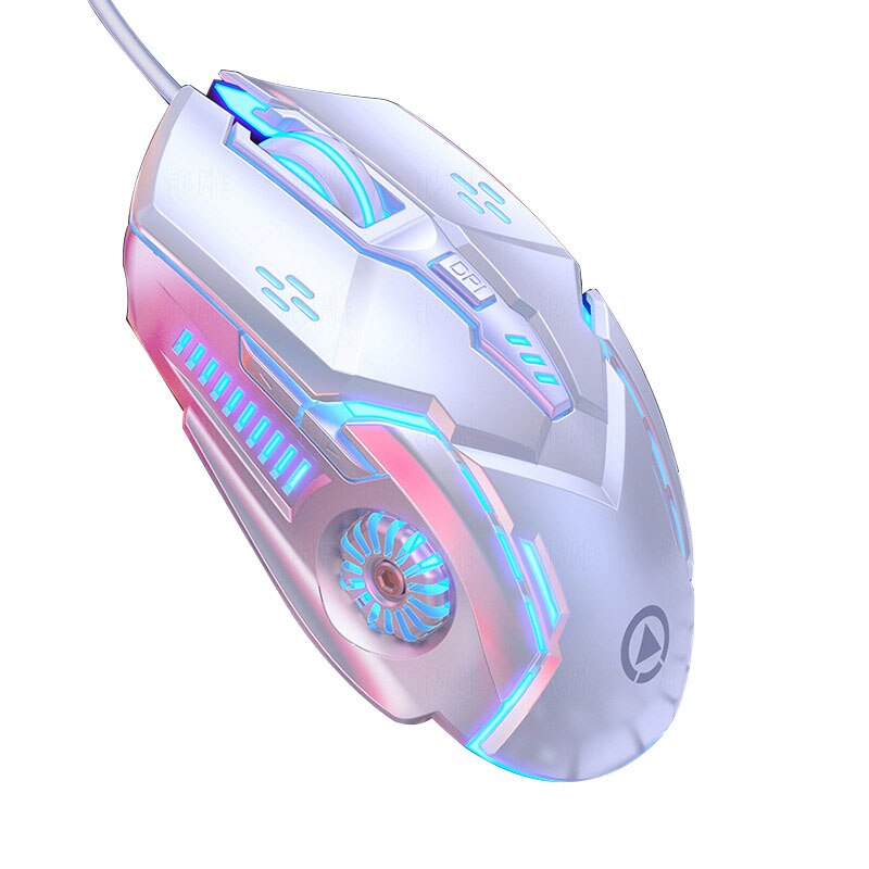 Computer Mouse Gamer Ergonomic Gaming Mouse USB Wired Game Mause 5500 DPI Silent Mice With LED Backlight 6 Button For PC Laptop: WHITE