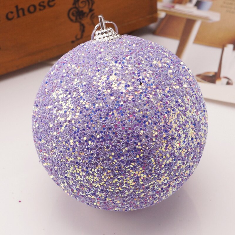 8cm Foam Balls Christmas Ornaments Ball Glitter Hang Balls Xmas Decorations Hanging Tree Pendants Year Party Ornament Decor: E