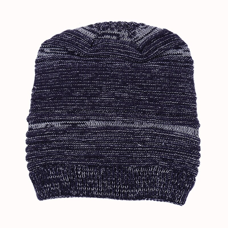 Bonnet tricoté pour homme, style Hip Hop, unisexe, couleur unie, décontracté, automne hiver: Navy