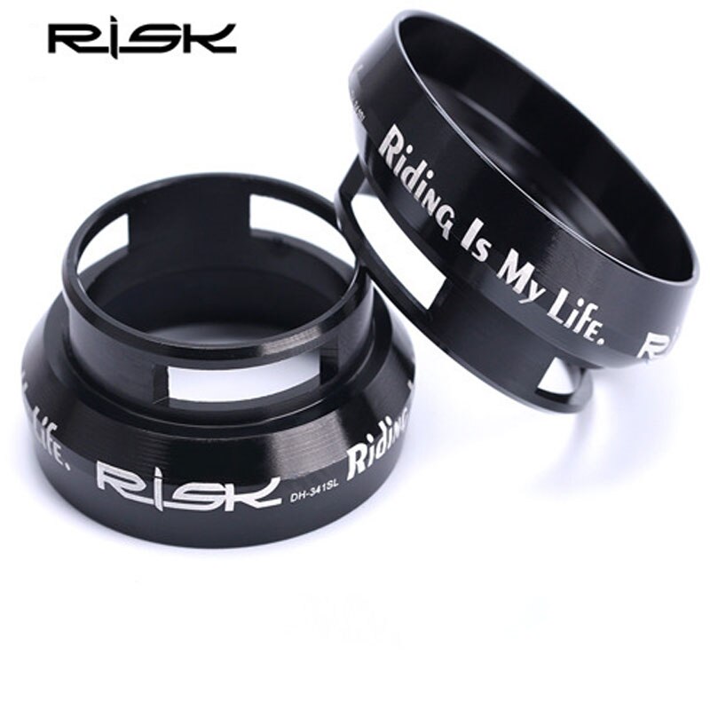 RISK 1-1/8" Ultralight MTB Mountain Bike Headset 34mm Aluminum+Titanium Alloy 7075 CNC Bicycle Cycling Hollow Headset Black/ Red