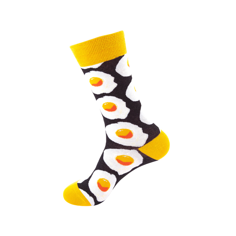 Calcetines felices de algodón para hombre y mujer, medias informales de Hip Hop Harajuku, fruta divertida, comida, tortilla, hamburguesa, aguacate, Sushi, cereza: Beige
