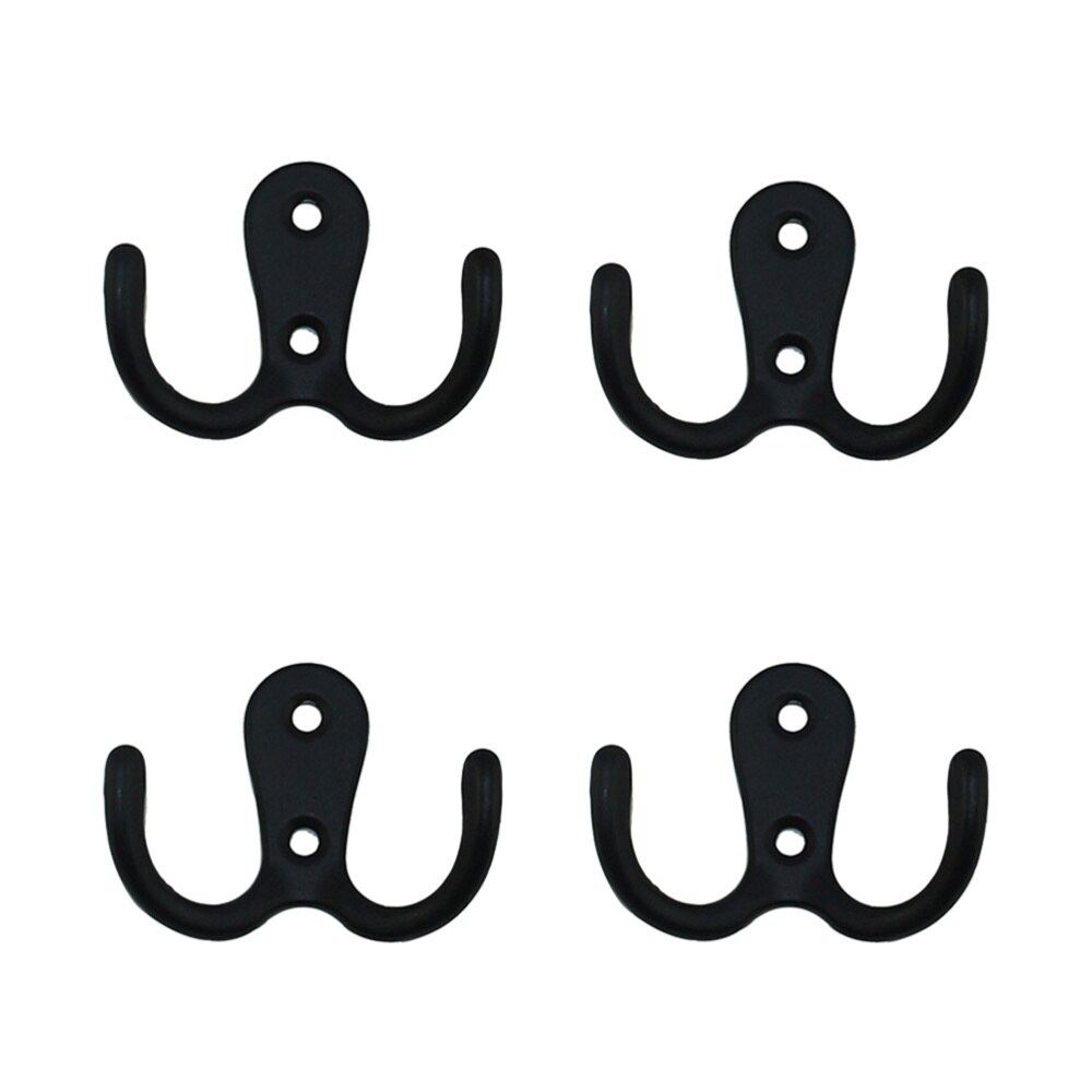 10pcs 2-Pronged Coat Hooks Wall-mounted 2 Hole Towel Hanger for Coats Hats Clothing(Black)