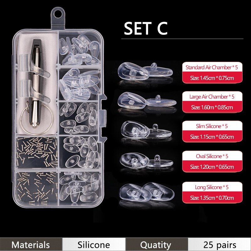 Pehmeät nenätyynyt silmälaseihin silikoniset nenätyynyt silmälaseihin aurinkolasien ruuvit: C