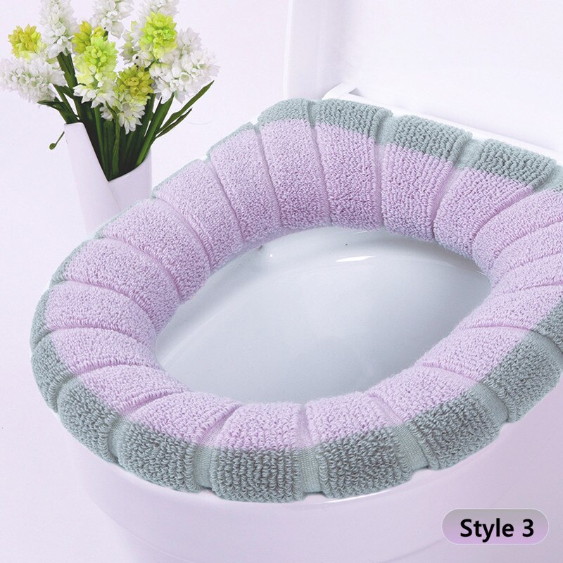 Universal Warm Toilet Seat Cover Pads Washable Cushion Mat Bathroom Accessories for Home Decor: Style 3