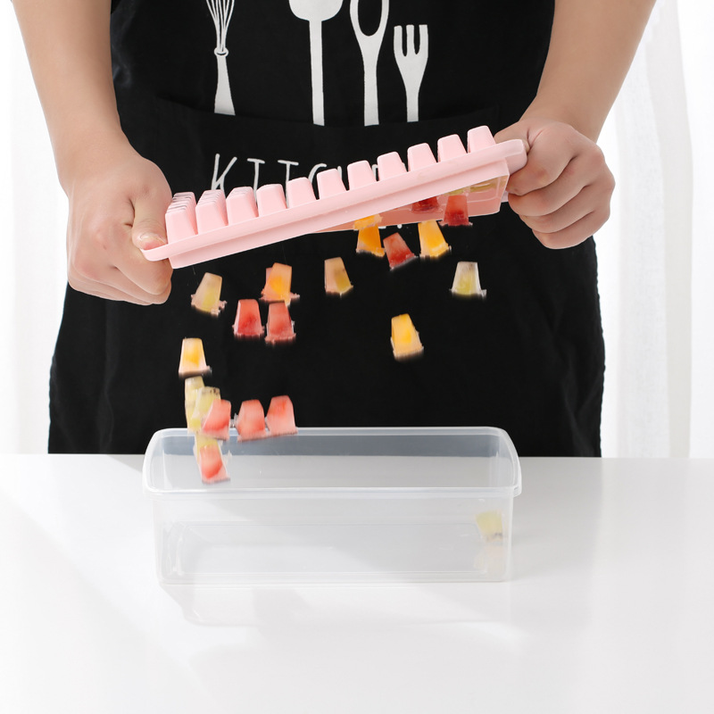 Ice Cube Tray With Lid and Bin Freezer Ice Container Scoop and Cover Ice Maker Set