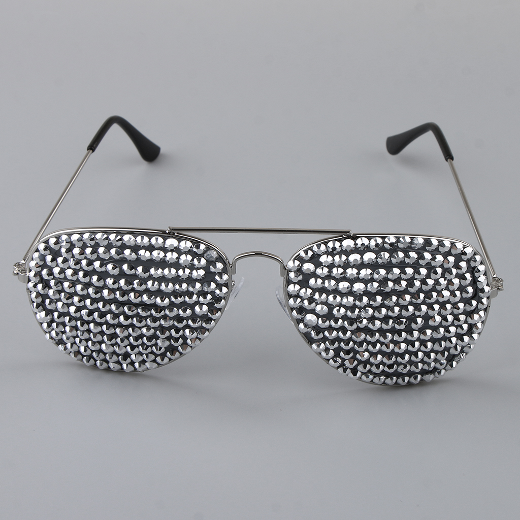 Volwassenen Volledige Diamante Metalen Brillen Grappige Stijlvolle Party Bril Foto Props Decoratie Accessoire: Silver