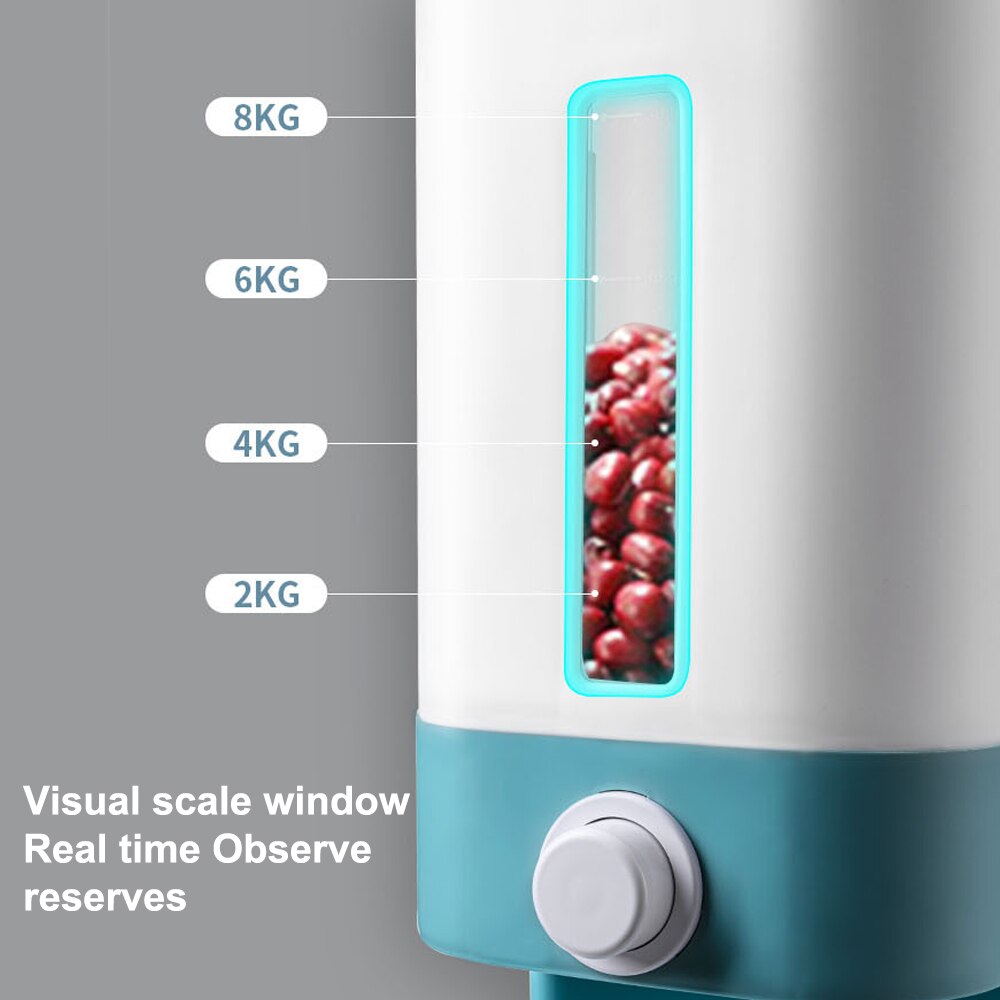 Automatic Cereal Dispenser Wall Grain Dispenser Cereal Dispenser Container Measuring Cup Food Tank Rices Container Organizer