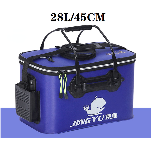 EVA Portable Fishing Bag Folding Thicken Live Fishing Box Tank Bucket Camping Fishing Tackle Fishbox Storage Bag fishing gear: 28L blue