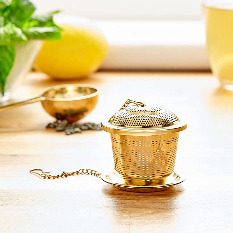 Loose Leaf Tea Infuser (Set of 2) with Tea Scoop and Drip Tray - Ultra Fine Stainless Steel Strainer &amp; Steepe