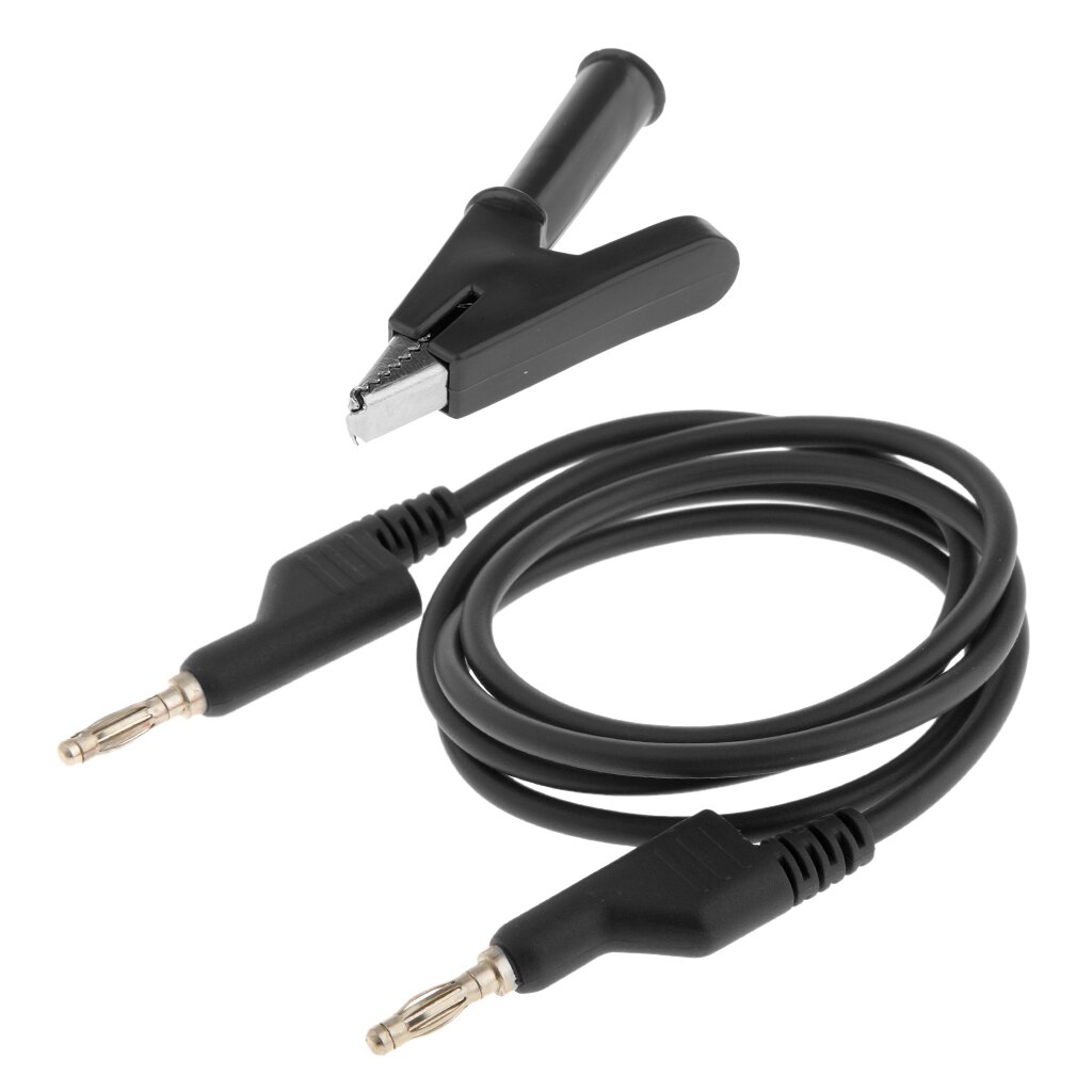 Koper 25A 4Mm Banaan Plug Multimeter Test Cable Lead Cord + Alligator Clip Zwart