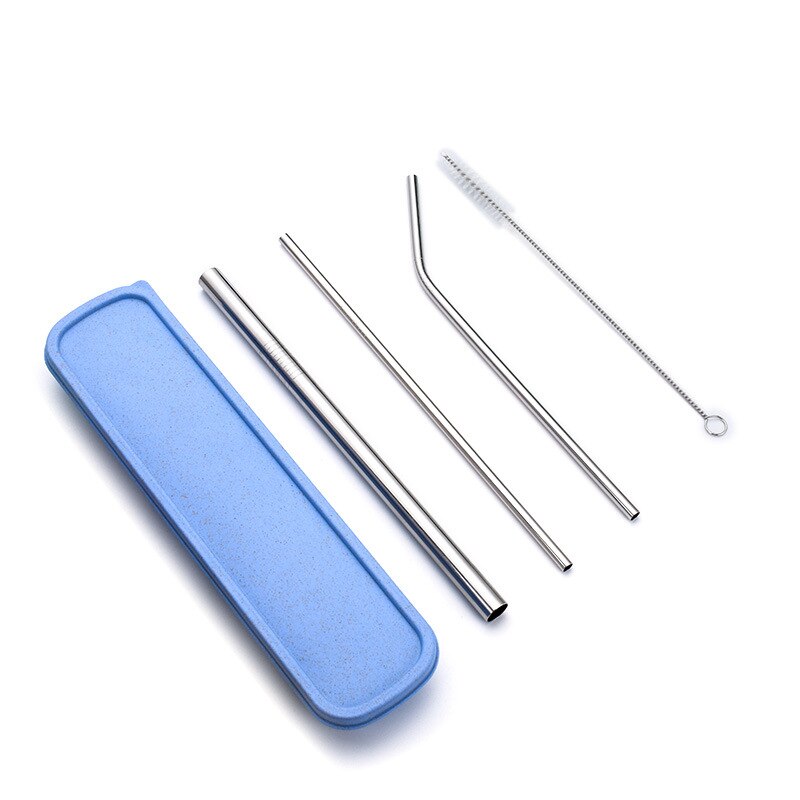 Pajitas de bebida de Metal reutilizables 304 Acero inoxidable robusto doblado recto bebidas paja con cepillo de limpieza Bar accesorio de