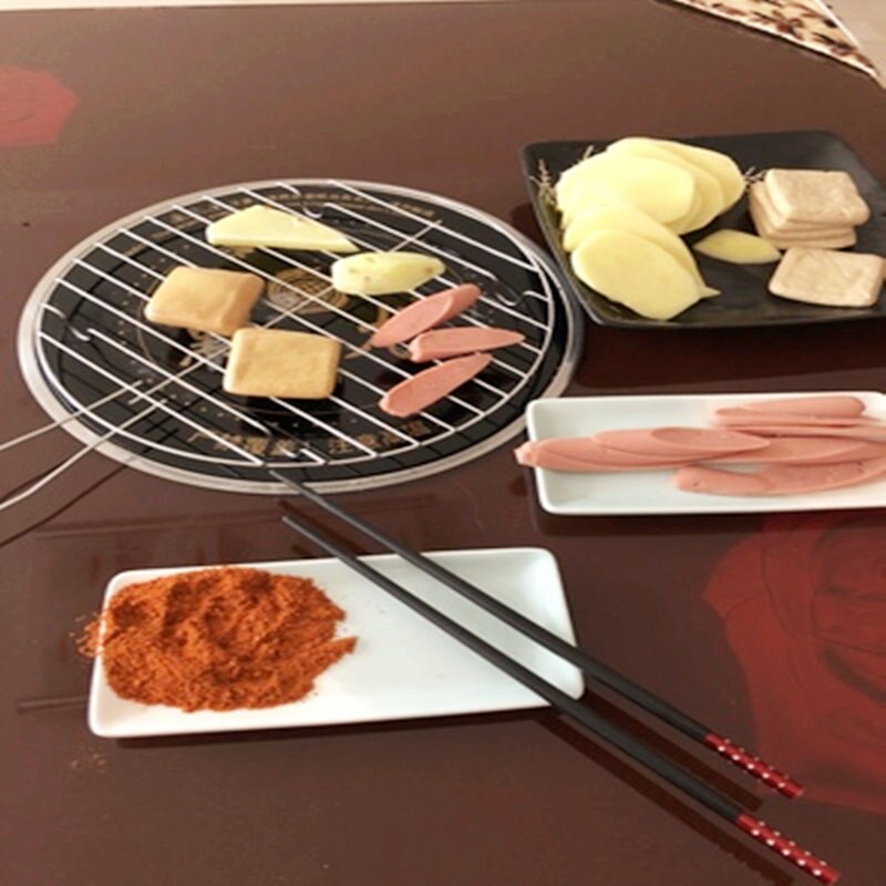 Husstand enkel grill rustfrit stål grillet netto pot rack grill værktøjer koreansk stil elektrisk ovn røgfri sund grill