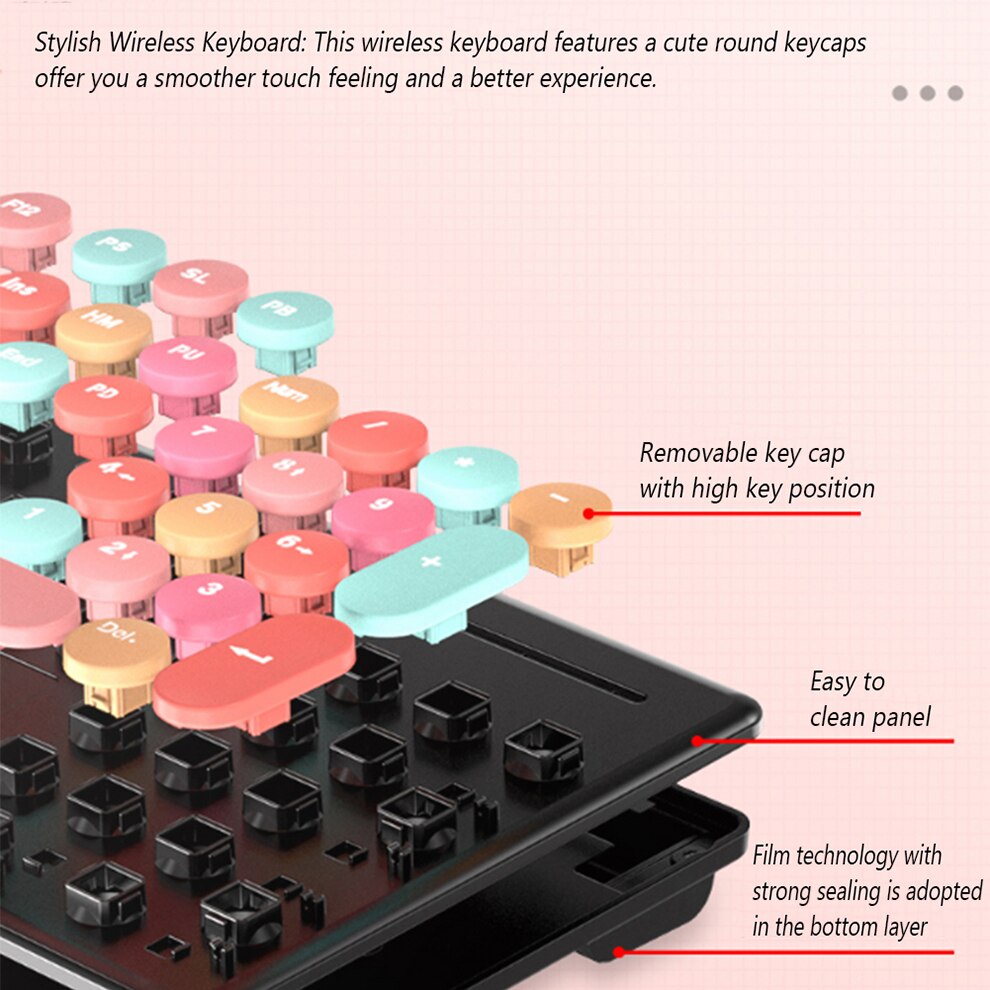 Jelly Comb Rechargeable Wireless Keyboard Mouse Combo for Laptop Computer Home Portable Office Full Size Keyboard Mute Click