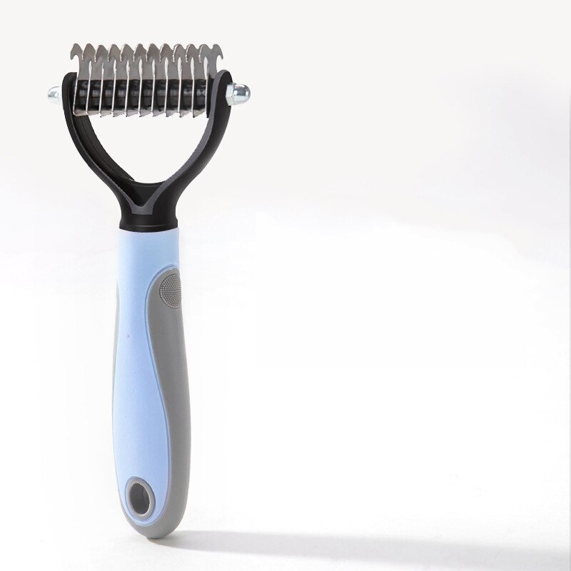 Hondenknoopkam hondenhaar dubbelzijdige kam kam ontharing gouden haar speciale middelgrote en grote hondenkam huisdierbenodigdheden: S / Blauw