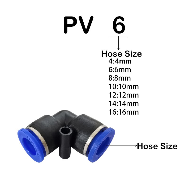 10 unids/lote PV4 PV6 PV8 PV10 PV12 PV14 PV16 neumático L tipo de racor de codo de tubería de plástico conector Ajuste rápido