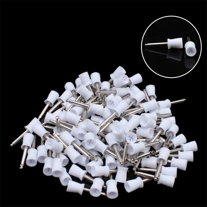 100 Stuks Dental Polijsten Cup Tand Polish Kleurrijke Rubber Polijsten Borstel Polijstmachine Prophy Cup Voor Lage Snelheid Handstuk Dental Lab
