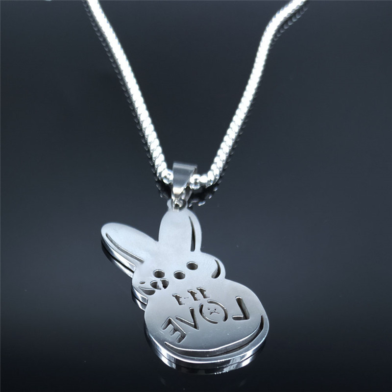 Kpop Lil Peep Rabbit Sad for Love Couple Pendant Necklace for Women Men Stainless Steel Music R.I.P Chain Jewelry Collar Fans