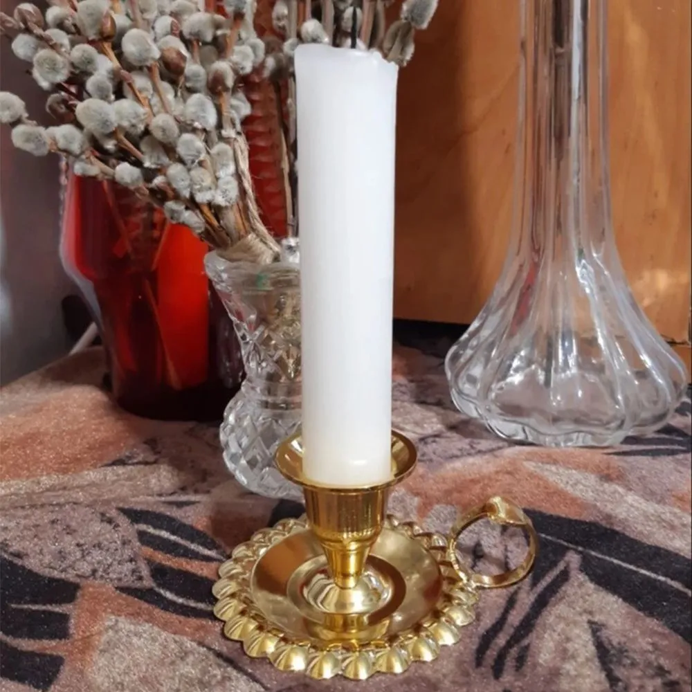 Bougeoir Conique avec Poignée pour Décoration d'Église, Chandelier Religieux et Catholique, Plaque Dorée Watebac