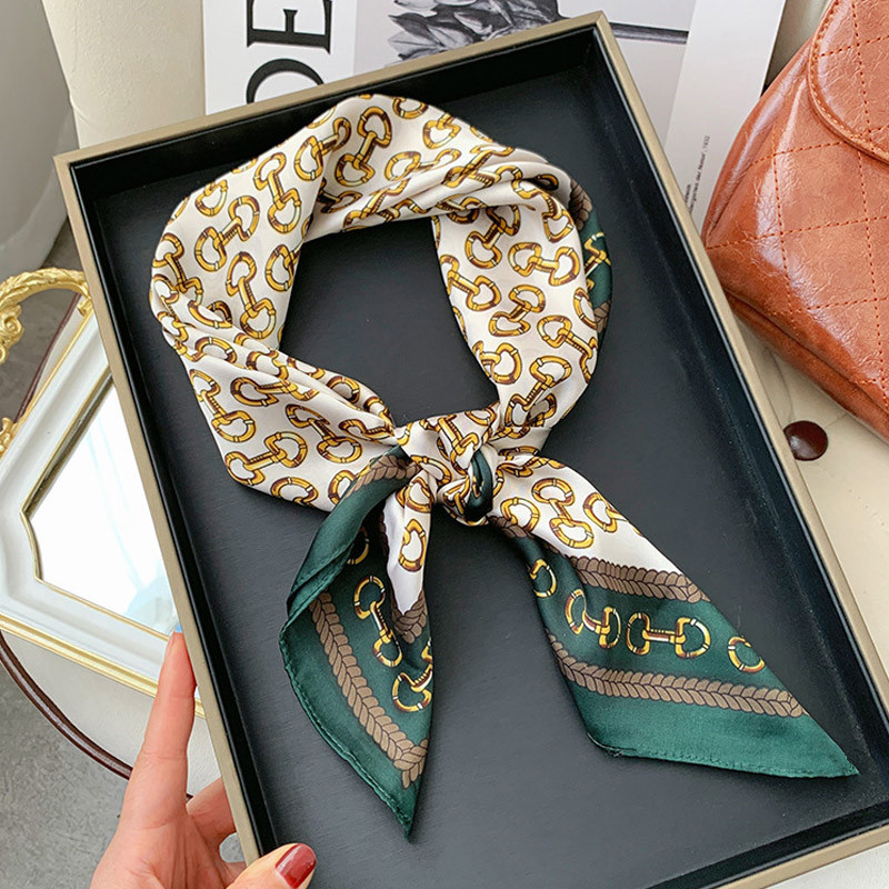 Luxo xale de seda lenço quadrado para mulheres cetim moda envolve lenço feminino faixas de cabelo fita bandana mulher hijab