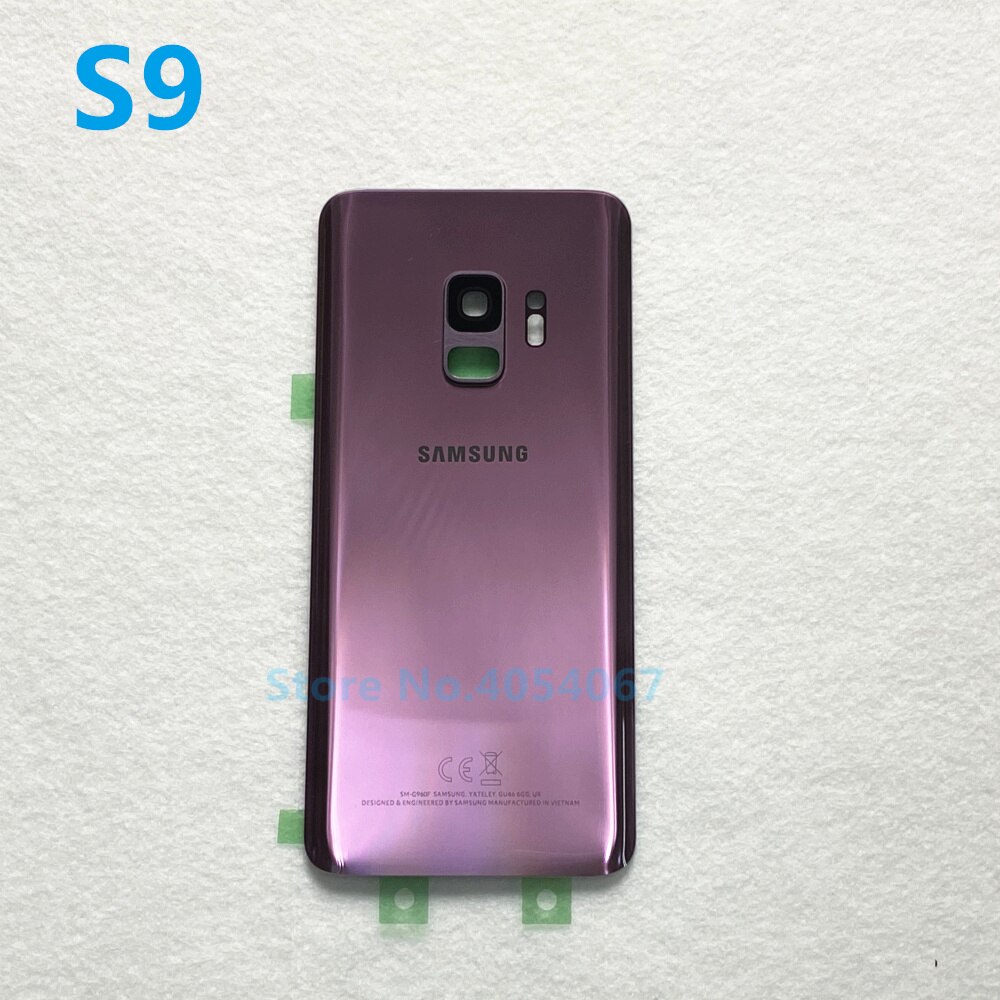 For Samsung Galaxy S9 Plus G965 S9 G960 Battery Back Cover Door Housing Replacement Repair Parts + ear Camera Glass Lens Frame: S9 purple