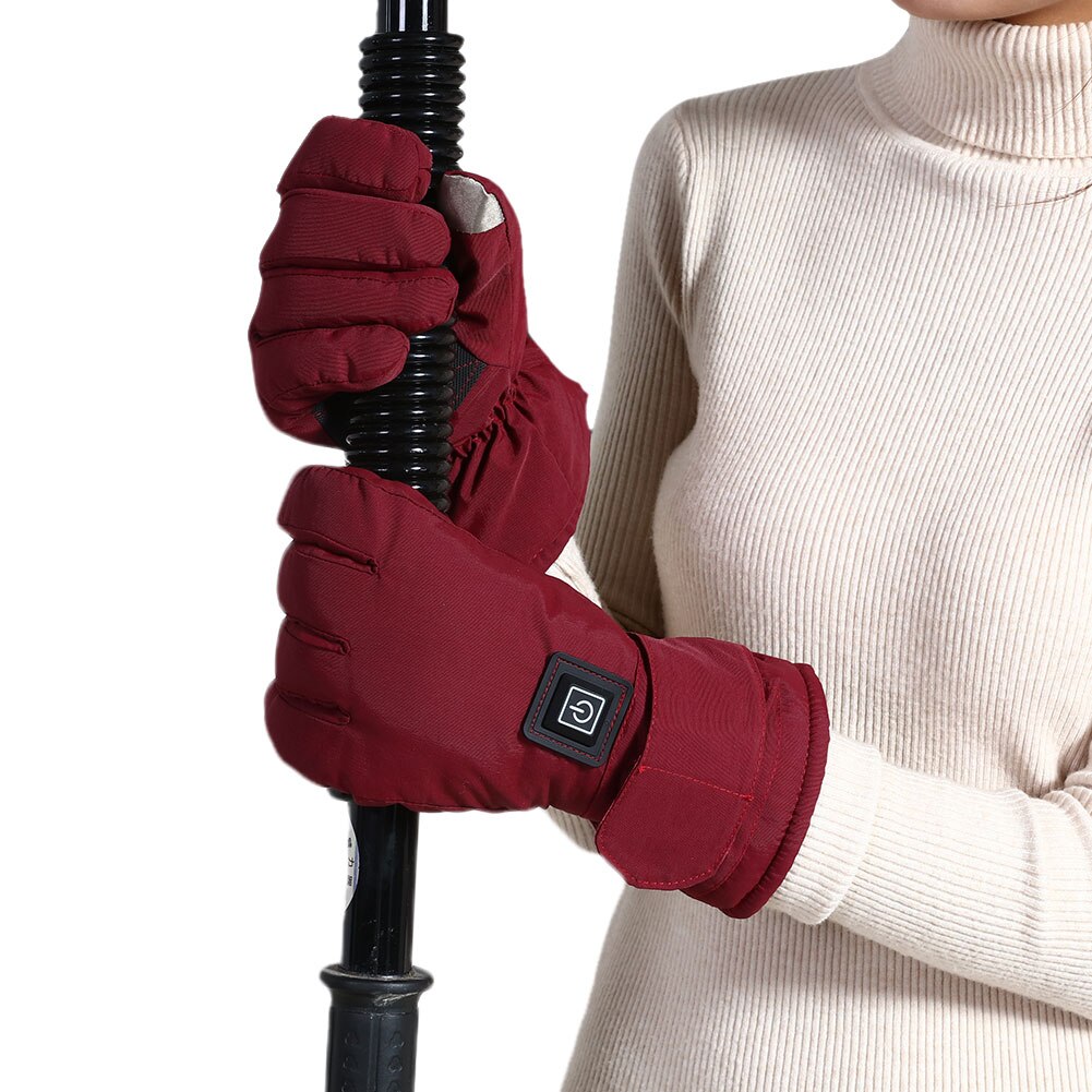 Women Touch Screen Heated Gloves 7.4V 3 Temperature Levels Battery Heating Warmer Winter Waterproof Thermal Snow Skiing Mittens