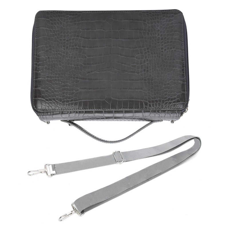252 Gaten Gekleurde Etui Grote Capaciteit Art Schilderen Pen Draagbare Pu Pencilhold Pouch Kit: Donkergrijs