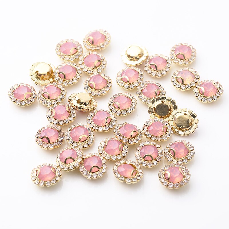 Resen ! Mix Opaal Kleur 8 Mm Gold Sew Op Ronde Steentjes Met Resin Opal/Roze/Groen Diy Rivoli Naaien stenen Met Goud Klauw: Pink Opal / 8MM 20PCS