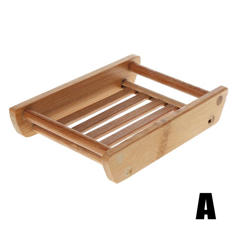 Portable Bamboo Soap Dish Bamboo Bathroom Shower Manual Drain Soap Tray Wooden Soap Tray Holder Plate jabonera ducha: A
