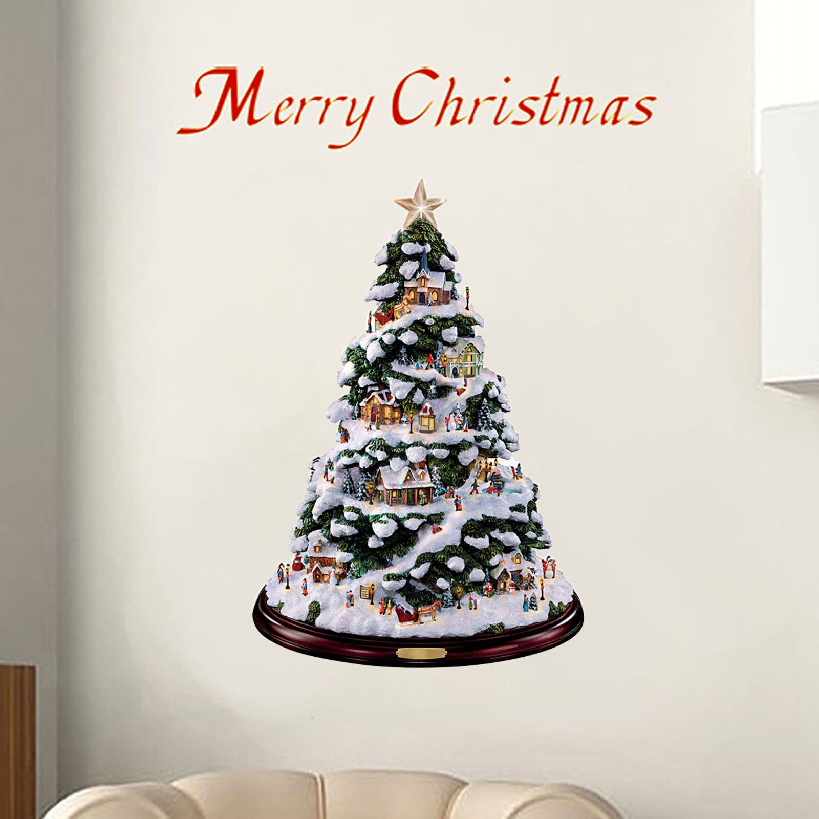 Christmas Village Wreath Decorations Paste Window Paste Stickers Party Year Window Decoration Новогодние Украшения: J