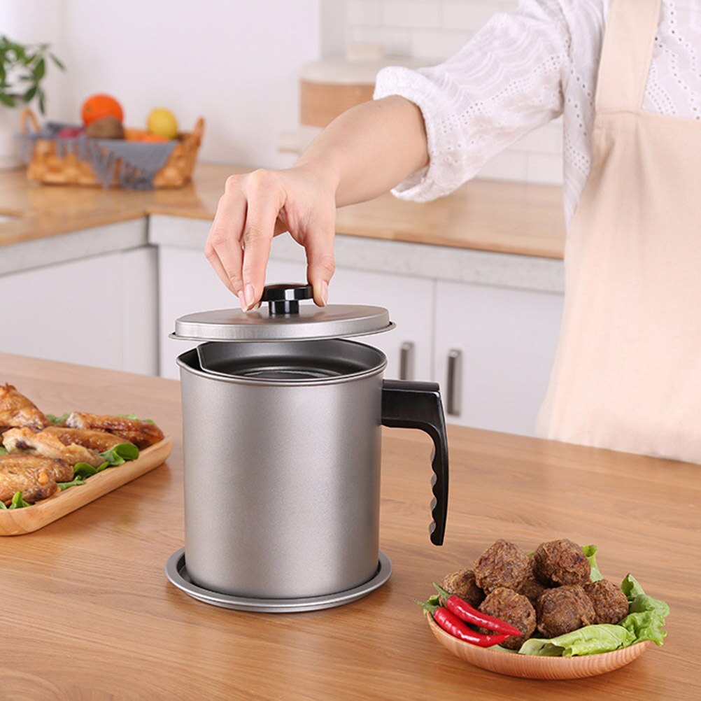 Rustfrit stål køkken madolie dispenser beholder madolie gryde med si flasker køkken opbevaring værktøj