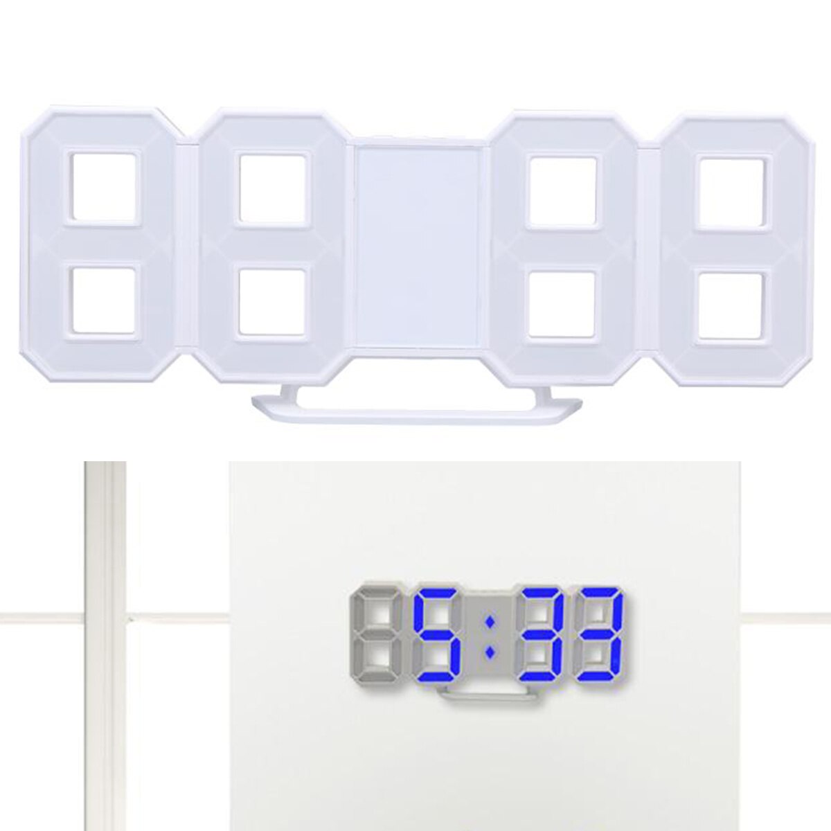 Digital USB Desktop Clock LED Clock 12/24 Hours Display Alarm Clock with Snooze Mode 8888 Display: Blue
