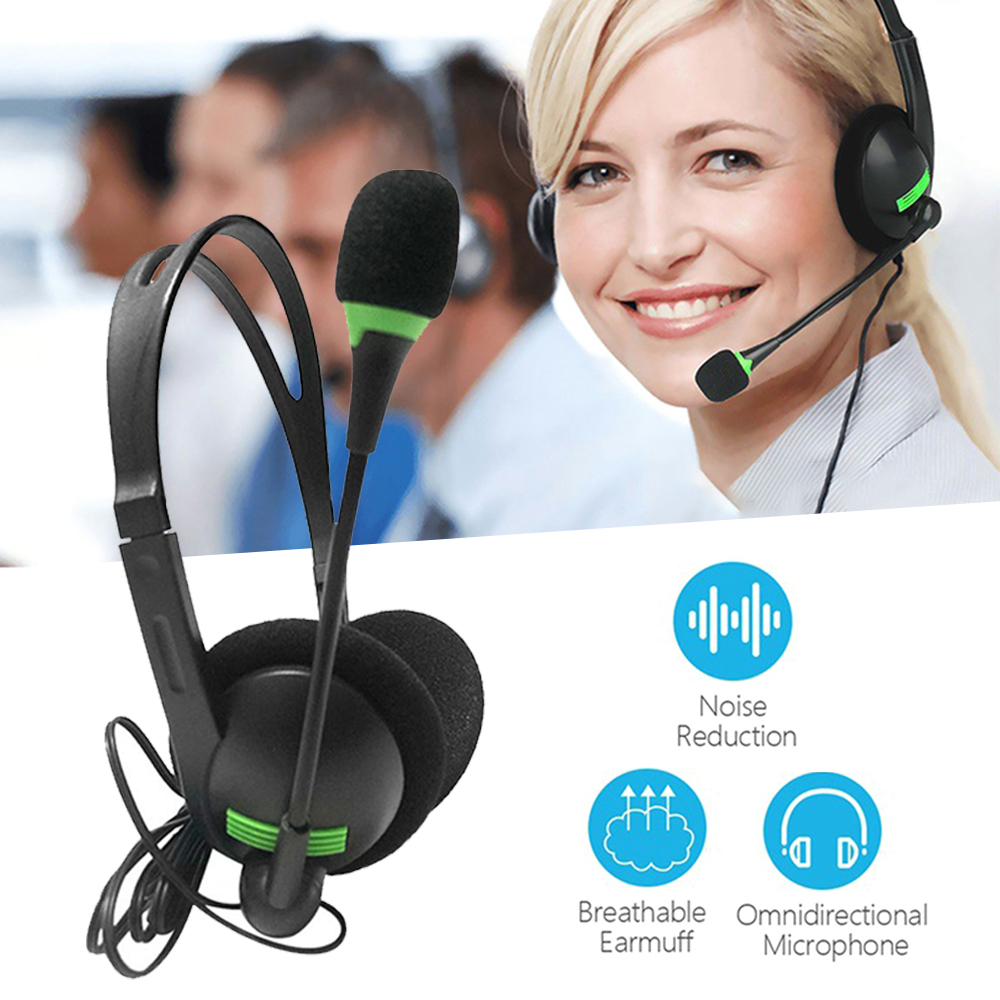 USB Headphones with Microphone Noise Cancelling & Volume Control Wired 3.5mm Phone Headset for PC Laptop Call Center Office