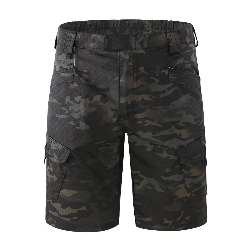 Topoutdoor camouflage mænds sommer vandreshorts multi-lomme sports cykel trænings værktøj shorts: Sort / M