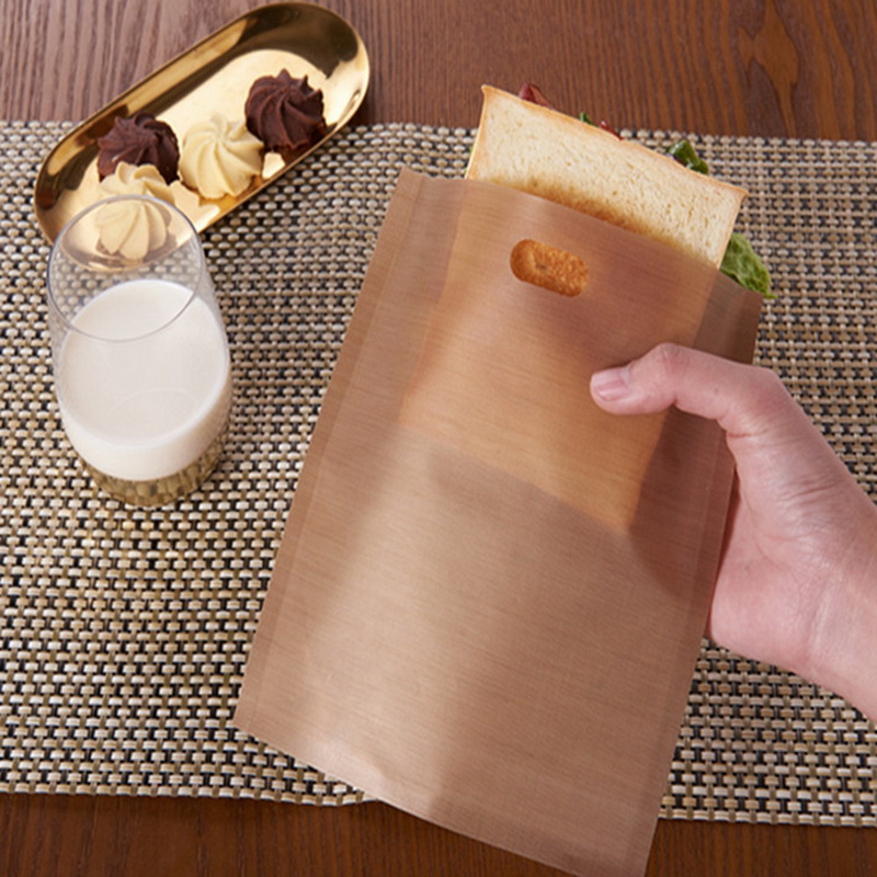 Non-stick toastpose til sandwich bagværk pizza skiver køkken madlavning wienerbrød værktøj 2 stk genanvendeligt toast brød mikrobølge pose #15