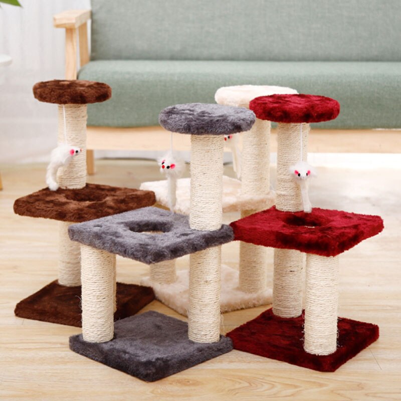 Cat Climbing Tree Toy Funny Plush Scratching Post Three-column Three-layer Plate Grinding Claws Furniture Cat Jumping Platform: Default Title