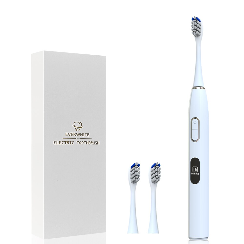 Boi – écran LCD blanc étanche IPX8, charge sans fil, 6 modes avec 8 têtes de brosse de rechange, brosse à dents électrique sonique pour adulte: A1D101-1