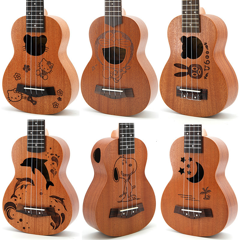 21 inch mahonie treble vrouwelijke cartoon ukulele gitaar Sapele palissander 4 string Hawaiian gitaar instrument