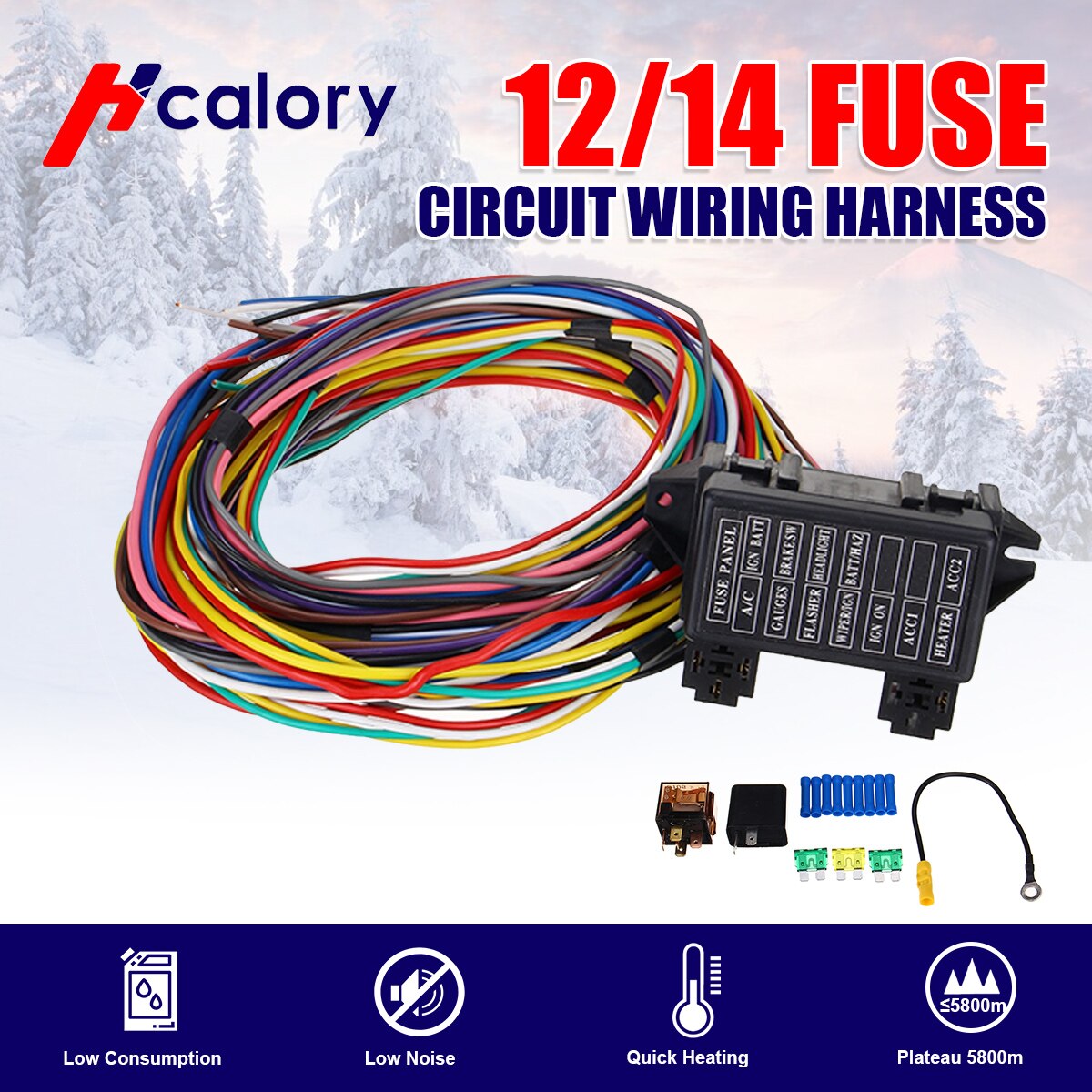 14 Circuit Universal Wiring Harness 14 Fuse 12V Muscle Car Rod Street Gauge XL Wires