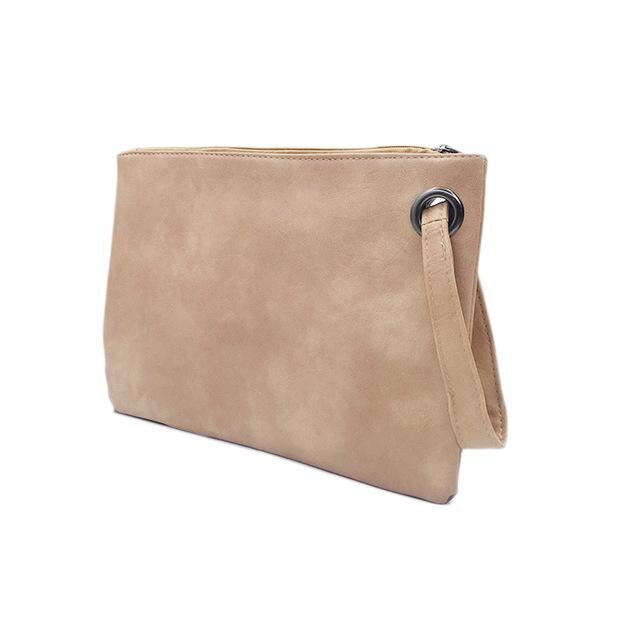 Solid Handbag Women's Clutch Bag Leather Women Envelope Bag Zipper Evening Bag Female Clutches Handbag Torebki Damskie: Khaki