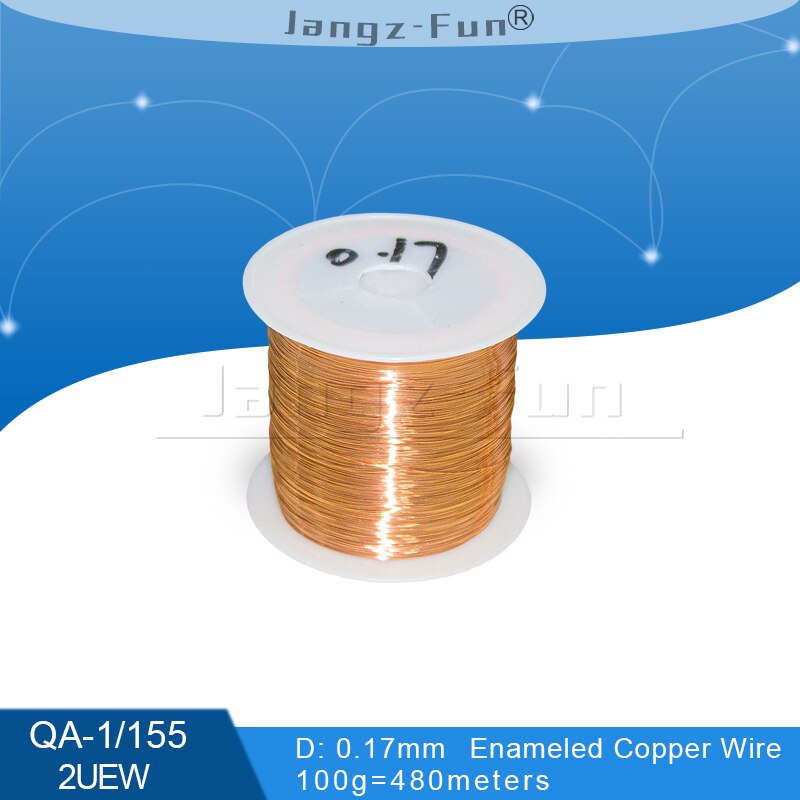 100g polyuretanemaljerad koppartråd lackerad diameter 0.1mm to 0.4mm qa -1/155 2 uew för transformatortrådbygel: 0.17mm 480 meter