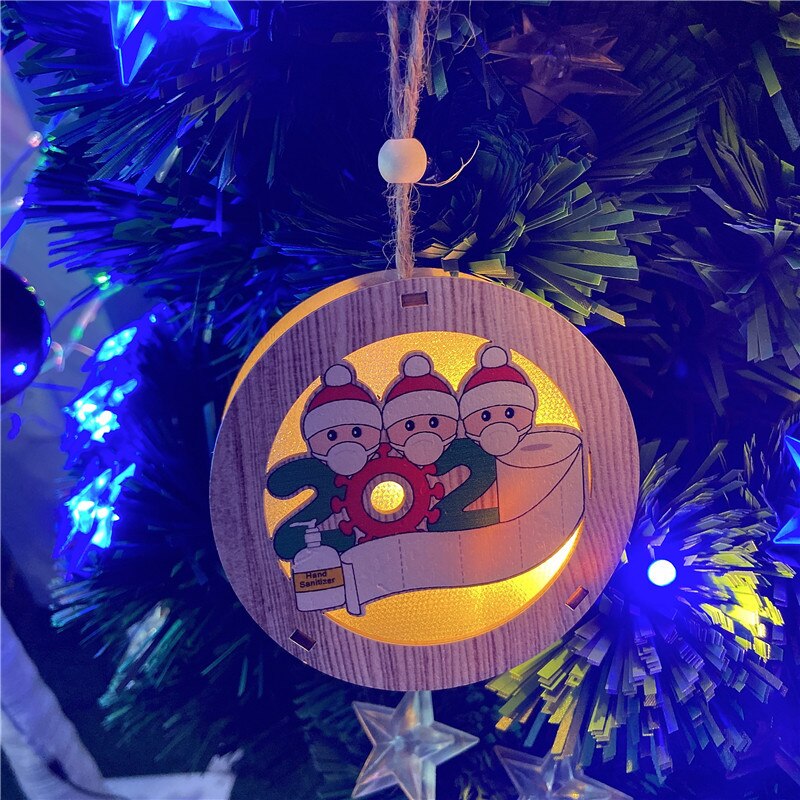 Adornos navideños luminosos, luz Led de madera, decoración colgante de adorno colgante de árbol de Navidad para miembros de la familia: 3