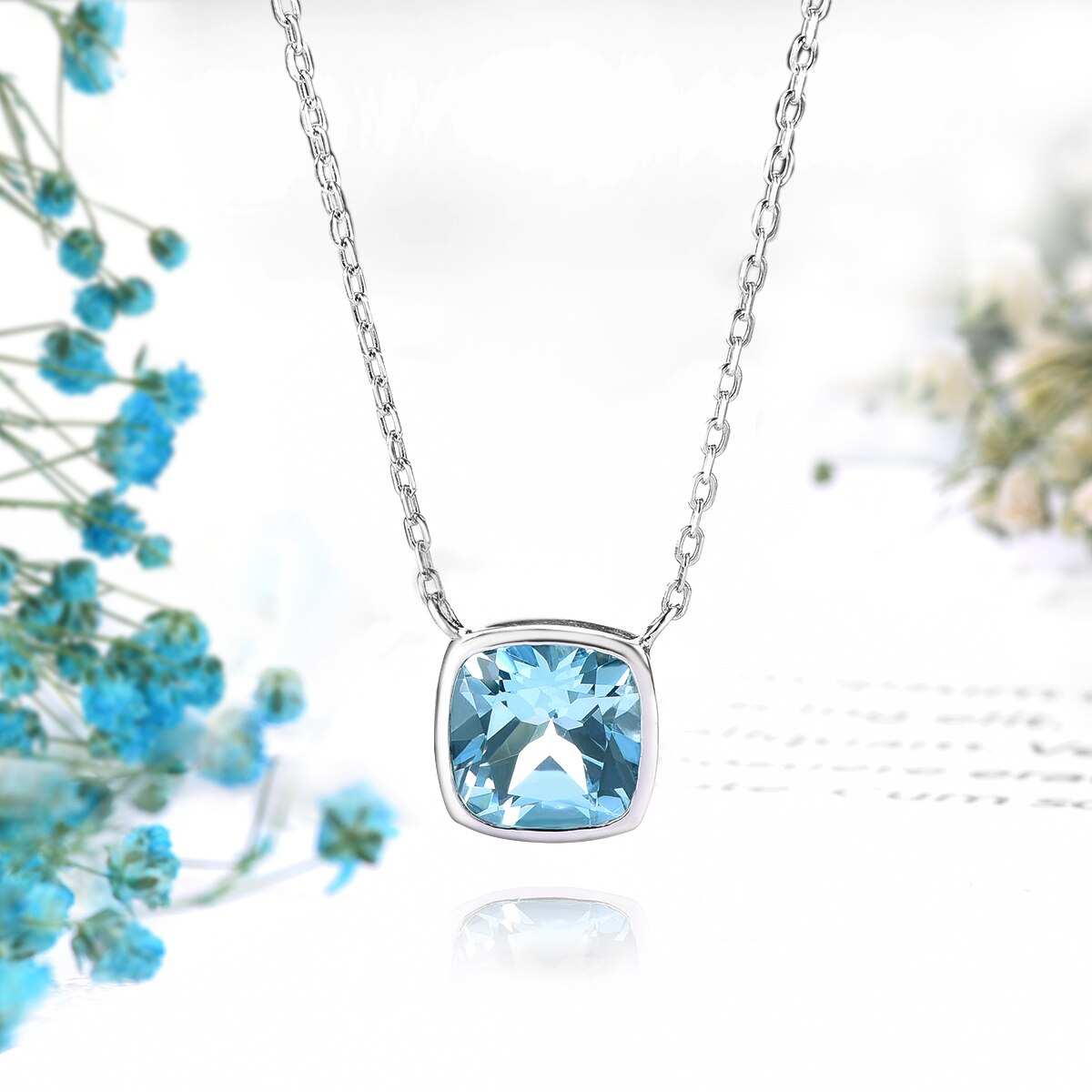 Natur Himmel Blau Topas Sterling Silber Halskette Frauen exquisit Schmuck 2,7 Karat Echtem Topas Edelstein Romantische Stile