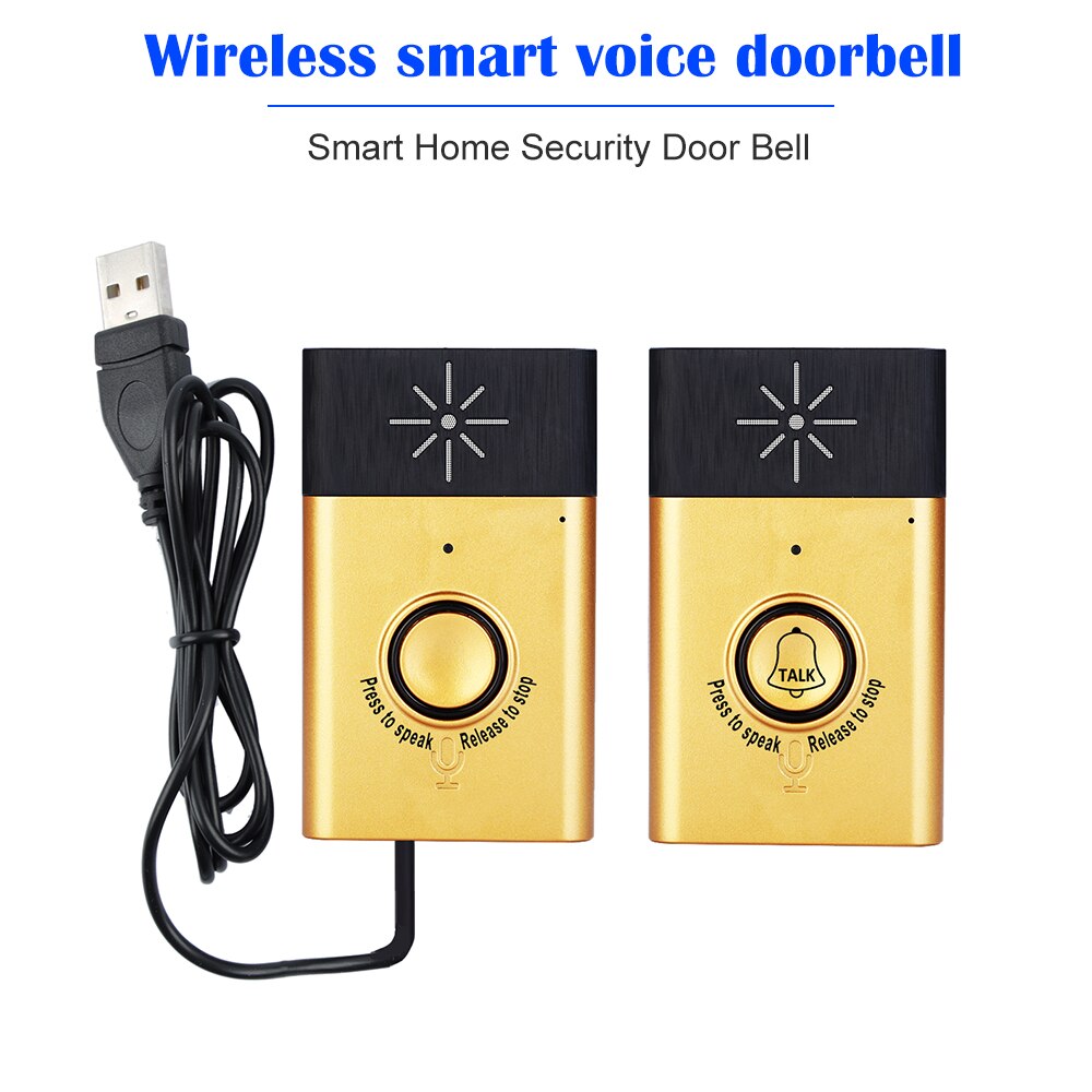 Wireless Voice Intercom Doorbell 2-way Talk Monitor with Outdoor Unit Button Indoor Unit Receiver Smart Home Security Door Bell