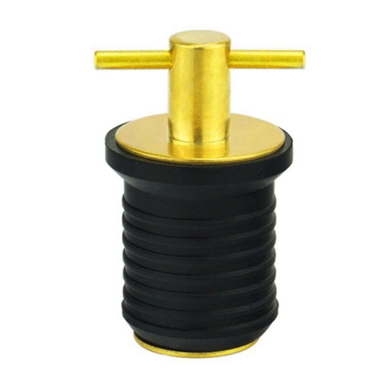 2X1 Inch Rubber Brass T-Handle Twist-in Hull Livewell Boat Drain Plug Boat Bilge Transom Seawall Marine Boat Accessories
