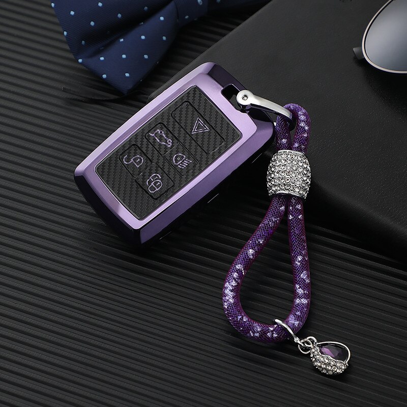 TPU Car Key Cover Full Case For Land Rover Range Rover Sport Evoque Velar Discovery 5 Auto Protective Accessories: B-purple keychain