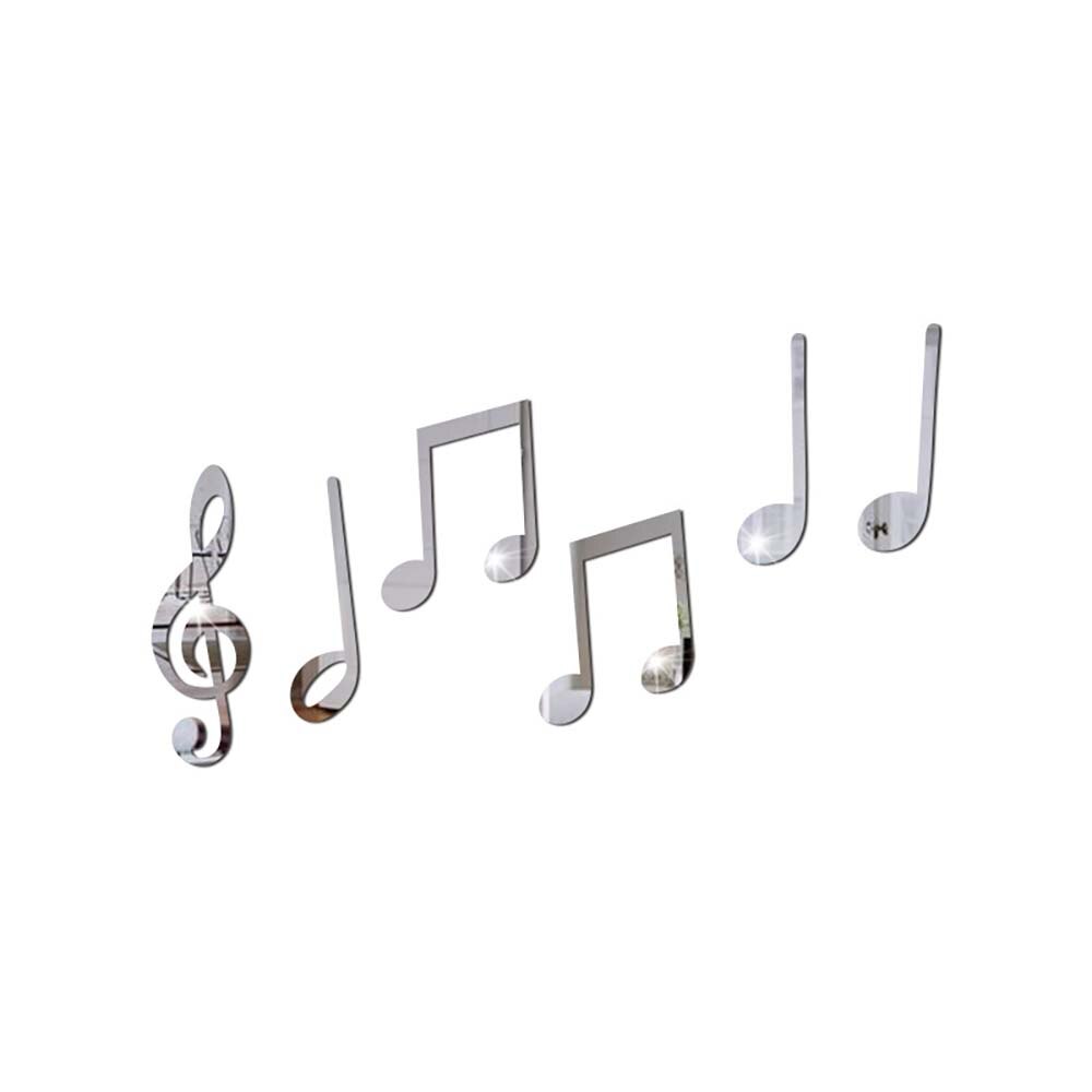 3D Musical Notes Pattern Acrylic Mirrors Wall Stickers Living Room Home Decor Mural Decals Self Adhesive Tile Sticker