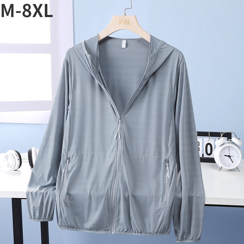 Veste de protection solaire respirante pour hommes, protection solaire pour hommes, protection de la peau de sport, été M-8XL