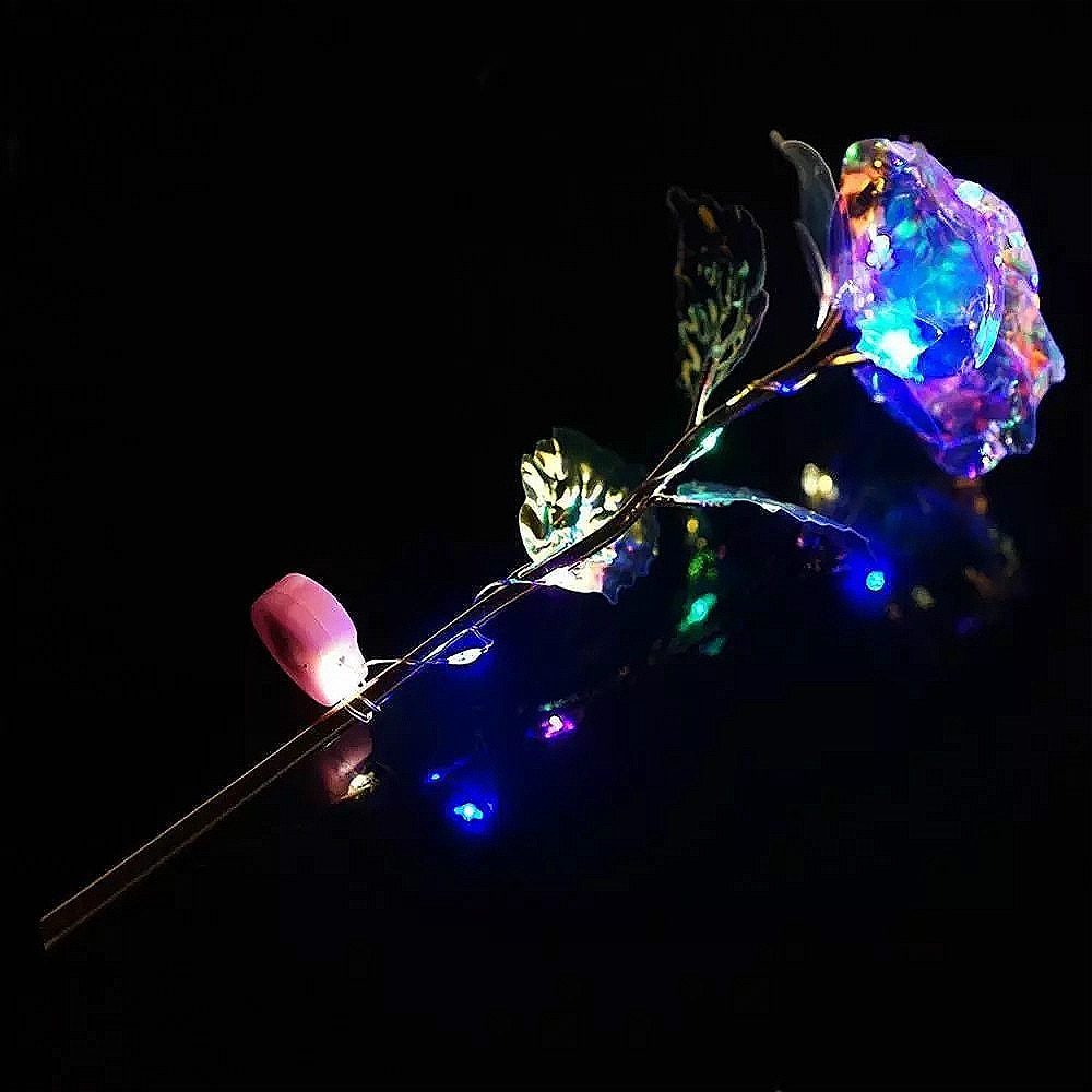 1Pc Valentine's Day 24K Aluminum Foil Rose Gold Rose Lasting Eternal Love Wedding Decoration Lover Lighting Rose
